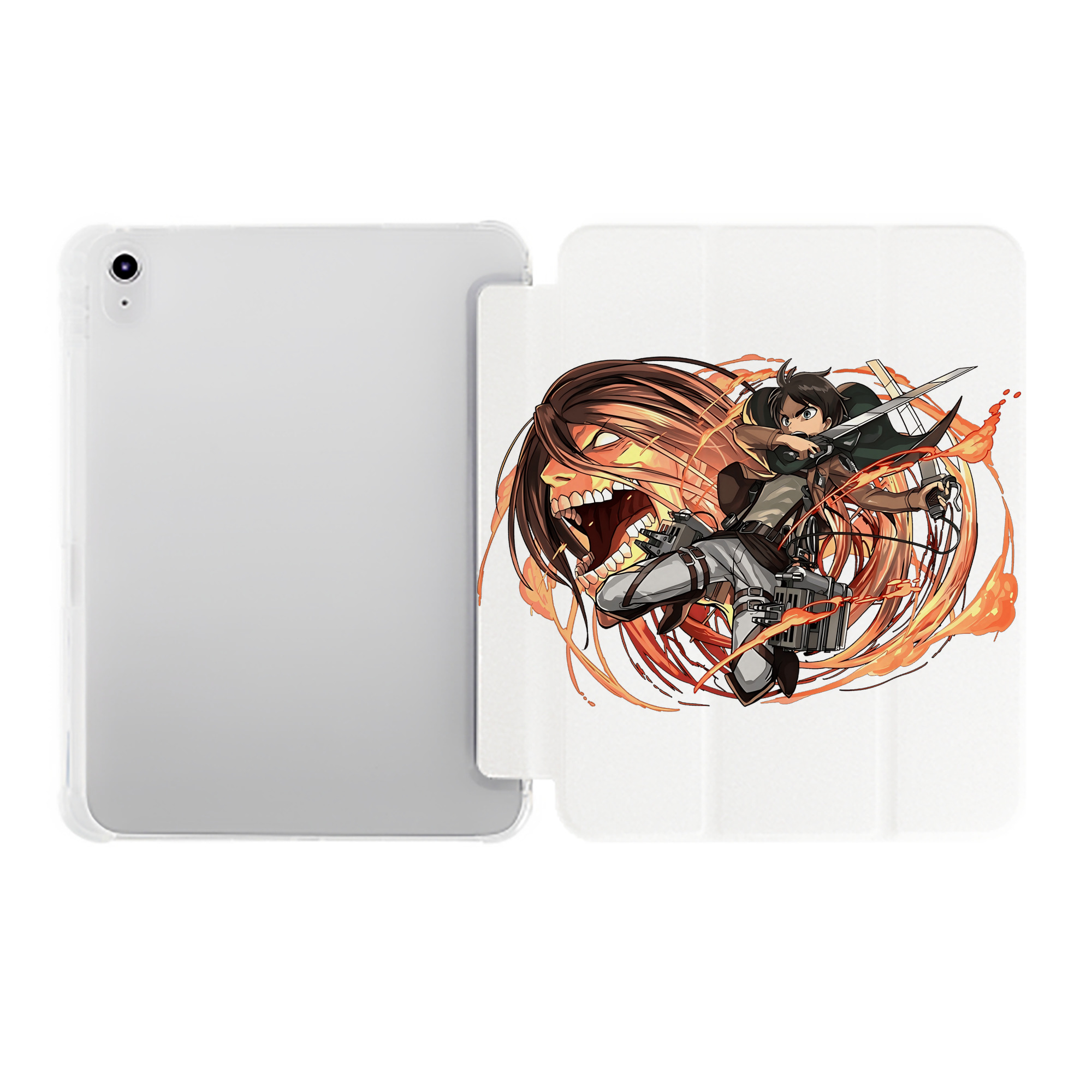 （画像用） 進撃の巨人 エレン･イェーガー Attack on Titan Eren Jäger IPad ケース ペン収納付き 三つ折りスタンド PUレザー×シリコン 対応機種9.5/10.5/10.9インチ